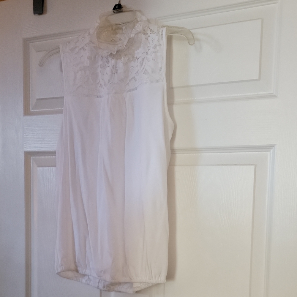 New York & Company Ivory Lace Top